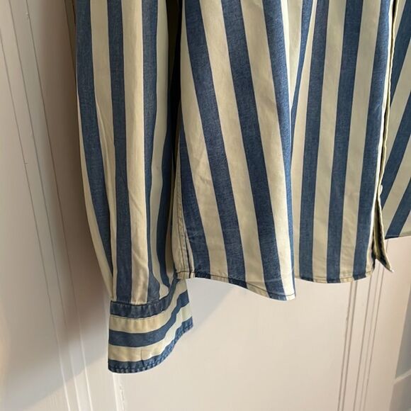 Gant cream & blue vertical striped shirt - Picture 6 of 12